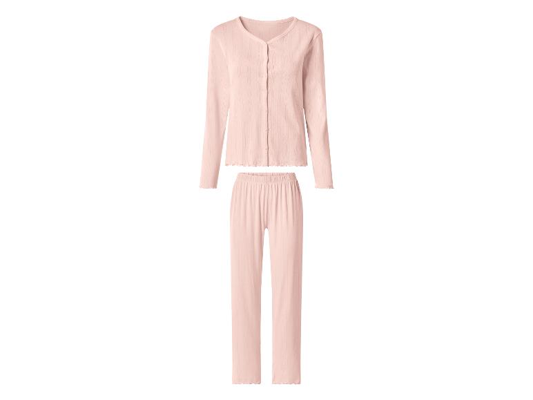 Rosa Pyjama-Set mit langen Ärmeln und Hose mit Rüschensaum.