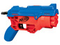 Ein blauer und roter Nerf Alpha Strike Blaster mit einem 6-Schuss-Zylinder.