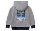 Grauer Kapuzenpullover mit blauen Details und 'Goal Getter'-Aufdruck.