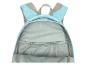 Offener Kinderrucksack mit Katzenmuster und „meow“-Text.