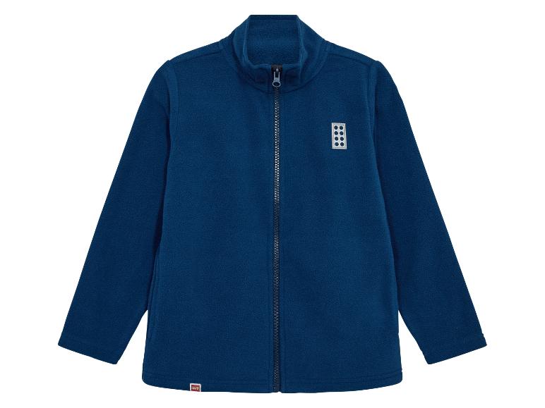 Dunkelblaue Kinder-Fleecejacke mit Reißverschluss und weißem Rechteckmotiv