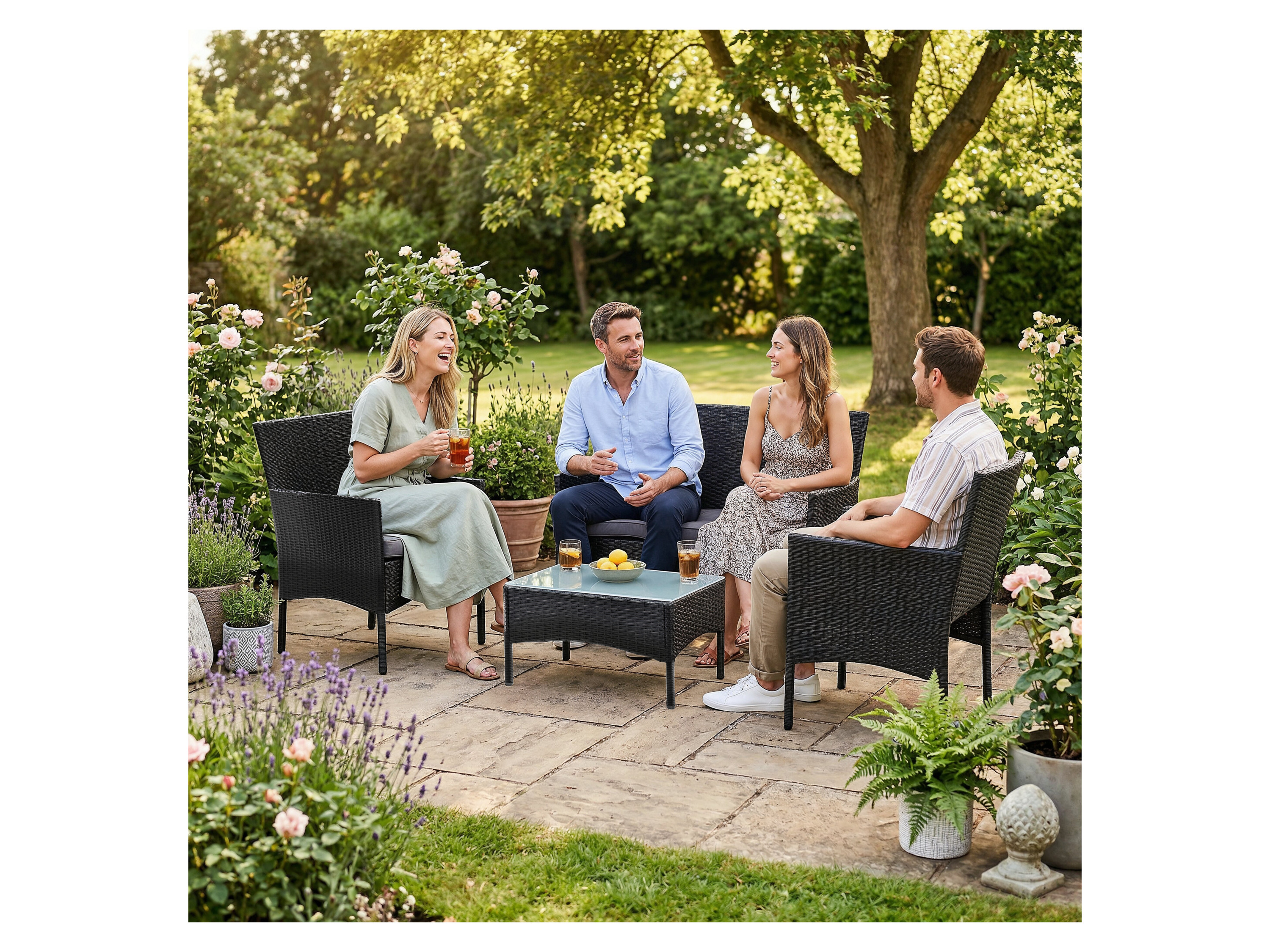 Juskys Gartenlounge-Set Fort Myers, wetterfeste Polyrattan Sitzgruppe für 4 Personen – Bild 2 von 4