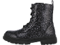 Schwarze glitzernde Schnürstiefel mit dicker Sohle