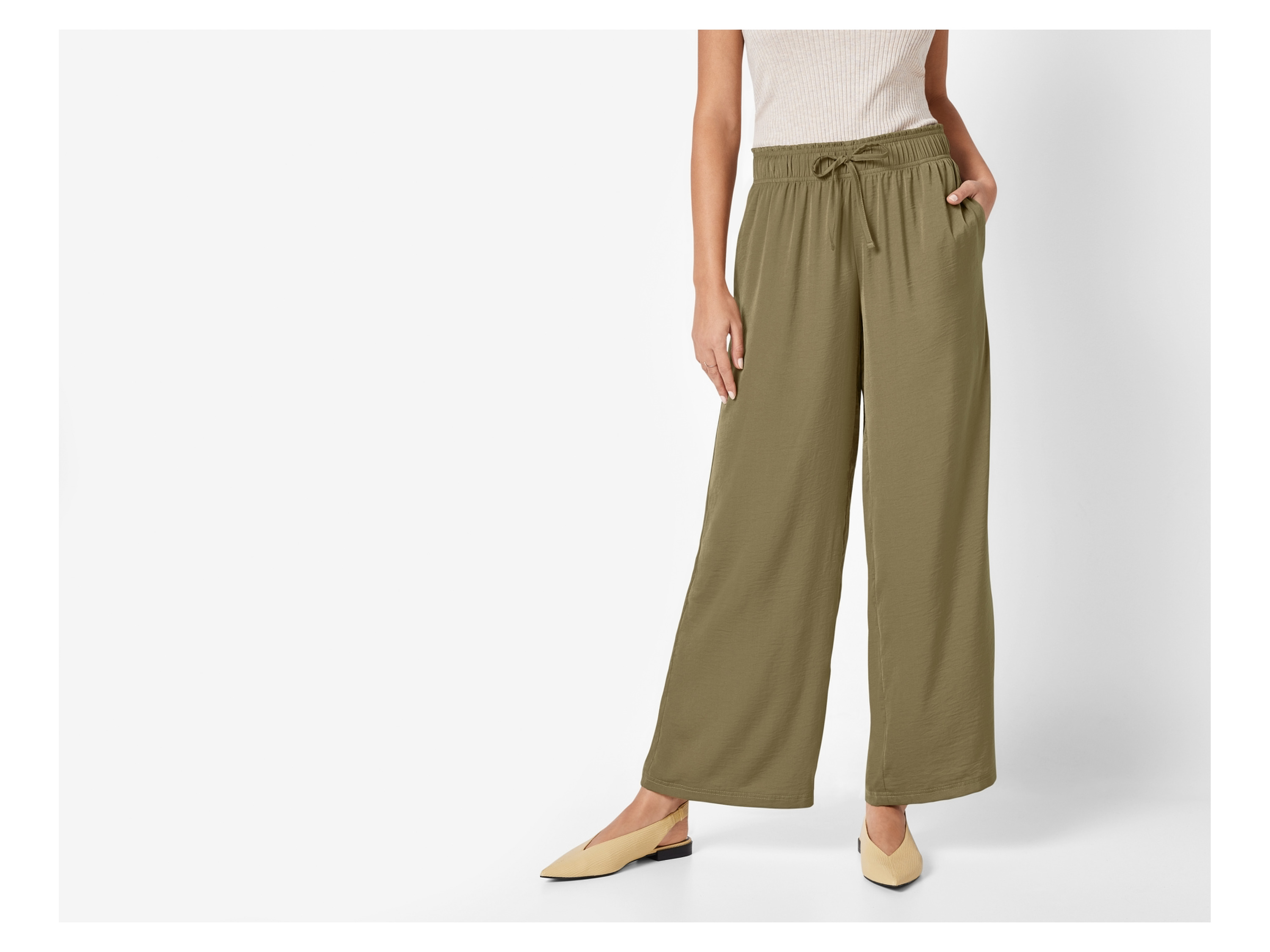 ESMARA® Damen Hose Wide Leg (Khaki, M(40/42)) – Bild 2 von 4