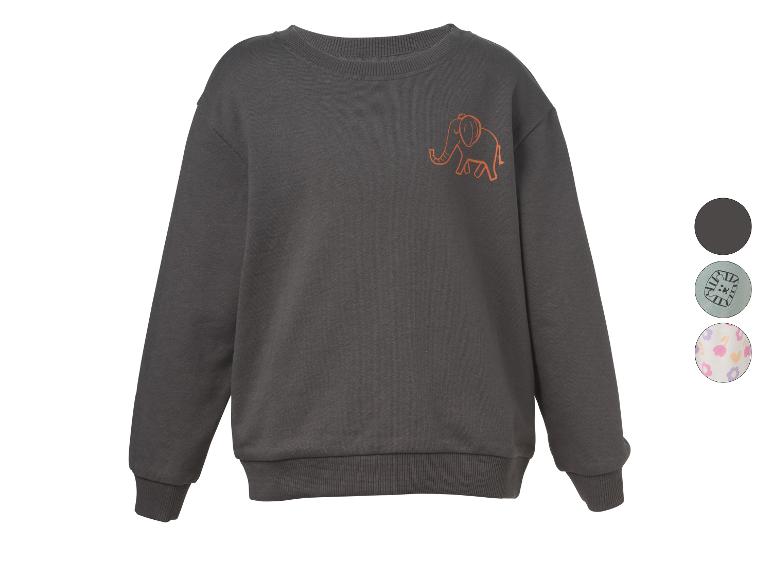 Dunkelgraues Kinder-Sweatshirt mit orangefarbenem Elefantenmotiv, erhältlich in verschiedenen Farben und Mustern.