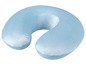 Ein hellblaues Nackenkissen zum Reisen.