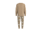 Beiger Pyjama mit Pullover und Hose mit Bärenmuster.