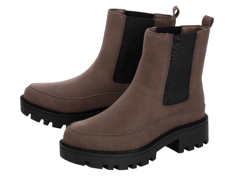 Braune Chelsea-Damenstiefel mit dicker Sohle