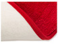 Roter Badezimmerteppich mit rutschfester Unterseite.