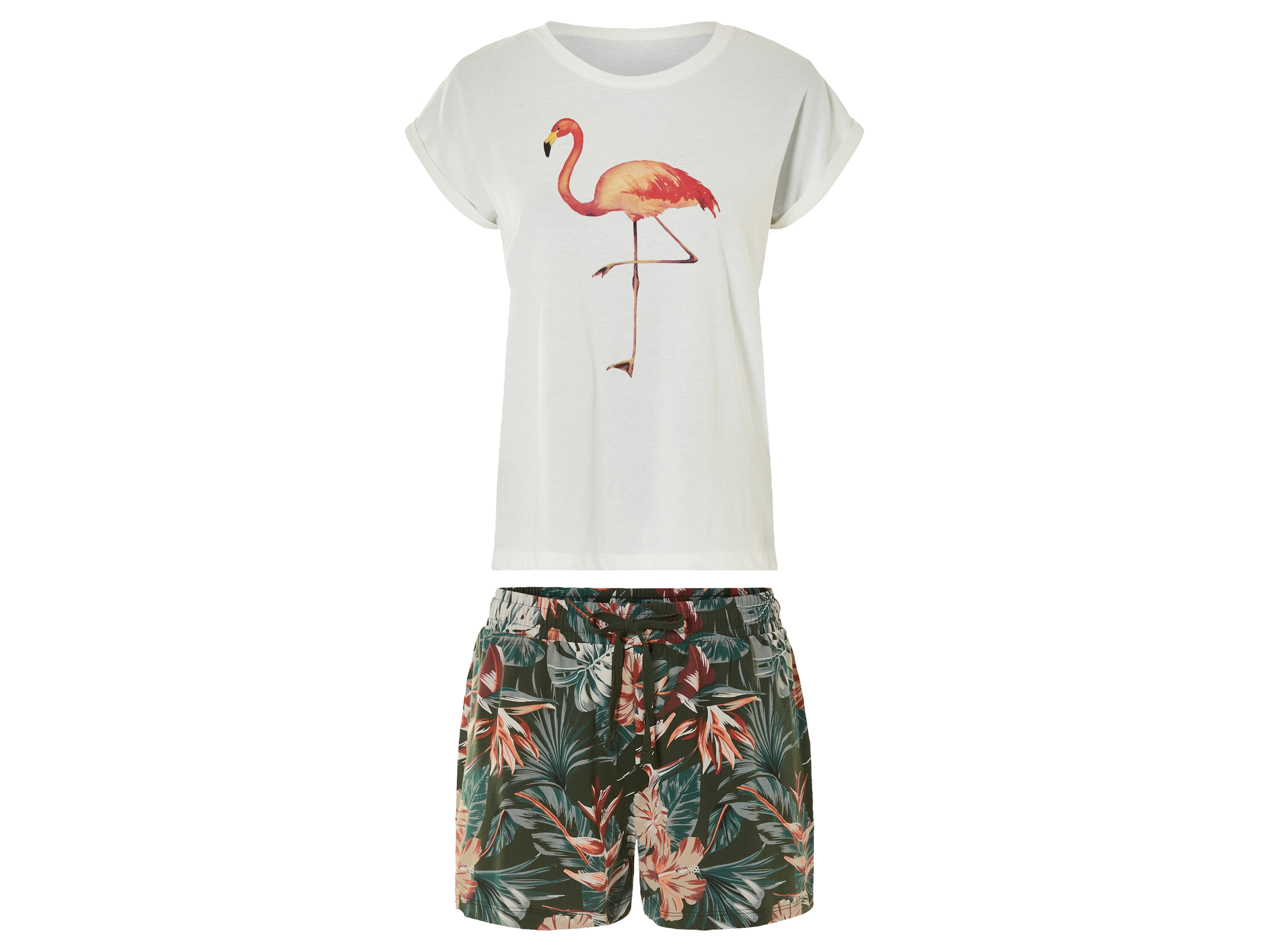 esmara® Damen Shorty Pyjama (Weiß/Grün, S(36/38))““ | weiß/grün Muster: grün/schwarz: Leoparden-Muster weiß/grün: Pflanzen-Muster Detail: Ärmel in Krempeloptik Shorts mit Gummizugbund und Bindeband mit Seitenschlitzen Ausschnitt: Rundhalsausschnitt Material: Baumwolle Pflegehinweis: waschen bei max. 40 °C nicht bleichen schonende Trocknung im Wäschetrockner bei max. 60 °C bügeln bis 150 °C Stufe 2. Dampfbügeleisen kann verwendet werden nicht trockenreinigen Größe: XS 32/34 – XL 48/50 Meine Lidl-Größe – so einfach gehts Deine Größe findest du in der Lidl-Größentabelle . Oeko-Tex® Standard 100 Geprüft auf Schadstoffe Zertifizierungsnummer: 13.Hbd.19134 Matrix Standard 100 by Oeko-Tex® ist die weltweit bekannteste, unabhängige Zertifizierung schadstoffgeprüfter Textil- und Lederprodukte aller Art – vom Garn und den Stoffen bis hin zum gebrauchsfertigen Artikel. Das Label bestätigt