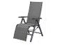 Grauer klappbarer Gartenliegestuhl mit Armlehnen, Maße 110x78x58cm
