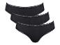 Drei schwarze Slips mit Spitze.