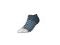 Dunkelblaue Kurzsocke mit hellblauen Streifen und weißer Spitze.