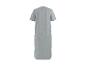 Graues, kurzärmeliges, langes T-Shirt-Kleid, Rückansicht.