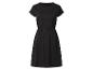 Schwarzes kurzärmeliges Damenkleid mit elastischem Bund.