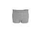 Graue Herren-Boxershorts mit breitem Gummibund, Vorderansicht.