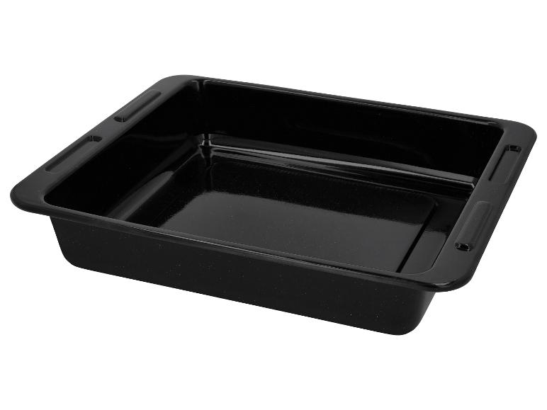 Schwarze rechteckige Backform mit Griffen