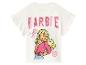 Weißes Barbie-T-Shirt mit Rüschenärmeln und glitzerndem Barbie-Aufdruck