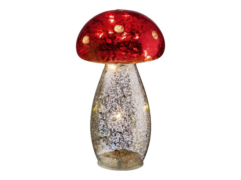 Glas-Pilzlampe mit LED-Lichtern.