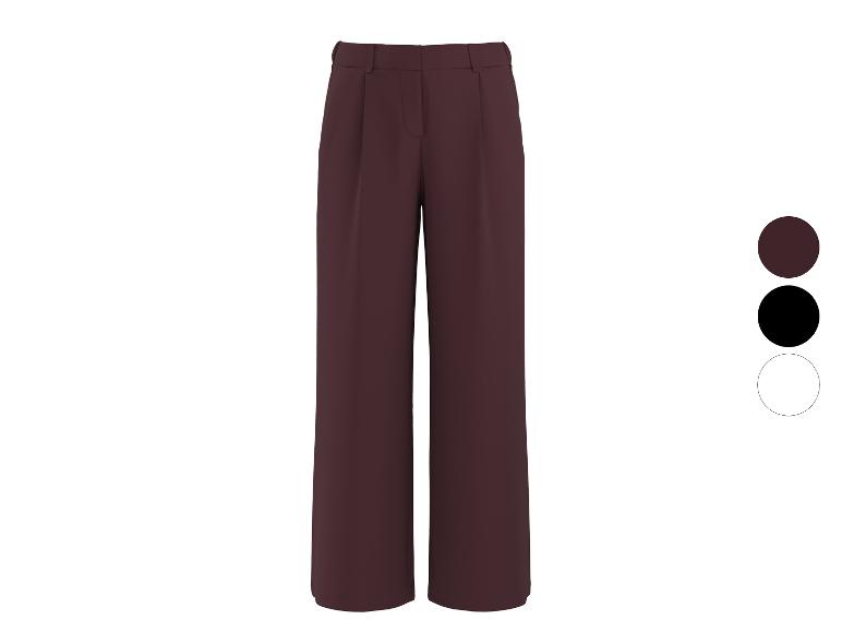 Damen-Hose mit weitem Bein in Bordeaux, mit Farboptionen Schwarz und Weiß.