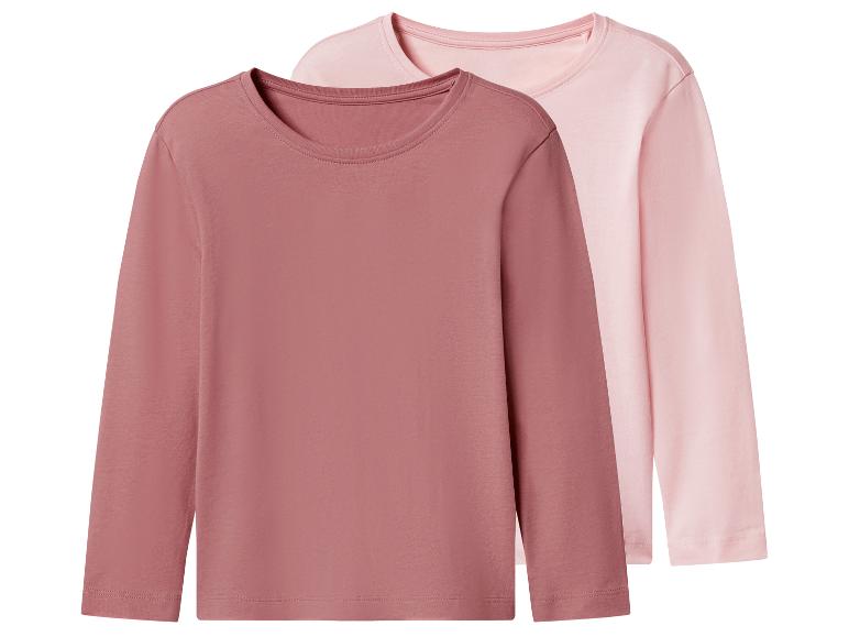 Zwei rosa Langarm-T-Shirts, eines dunkler und eines heller.