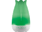 Grüner tulpenförmiger Aroma-Diffusor mit Bedientasten für Licht, Timer und Nebel.