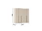 Beigefarbener viertüriger Kleiderschrank mit den Maßen 229 x 226 x 54 cm.