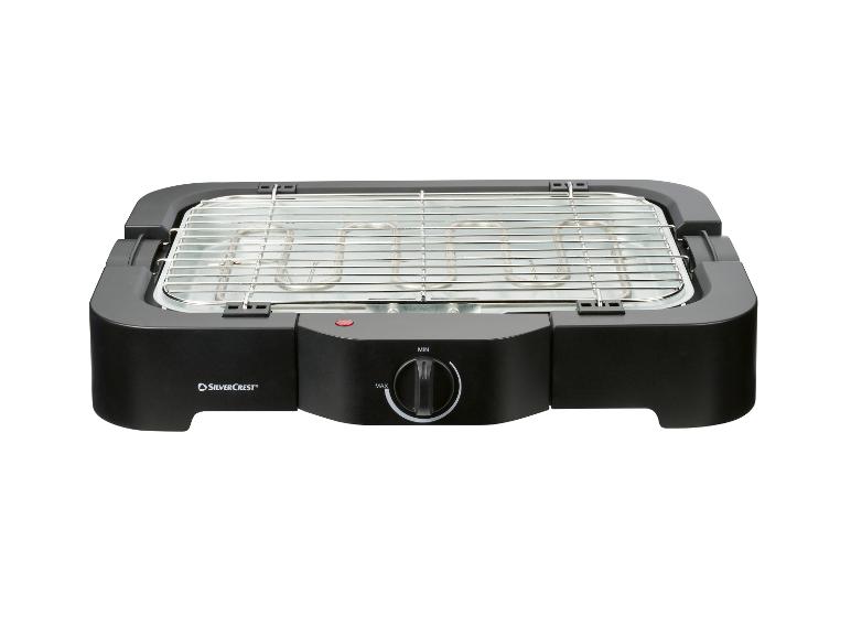 Schwarzer Elektrogrill mit Metallrost und Temperaturregler