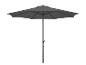 Ein grauer Sonnenschirm mit Metallstange.