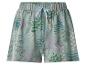 Damen-Baumwollshorts mit Blumenmuster und hellblauem Kordelzug.
