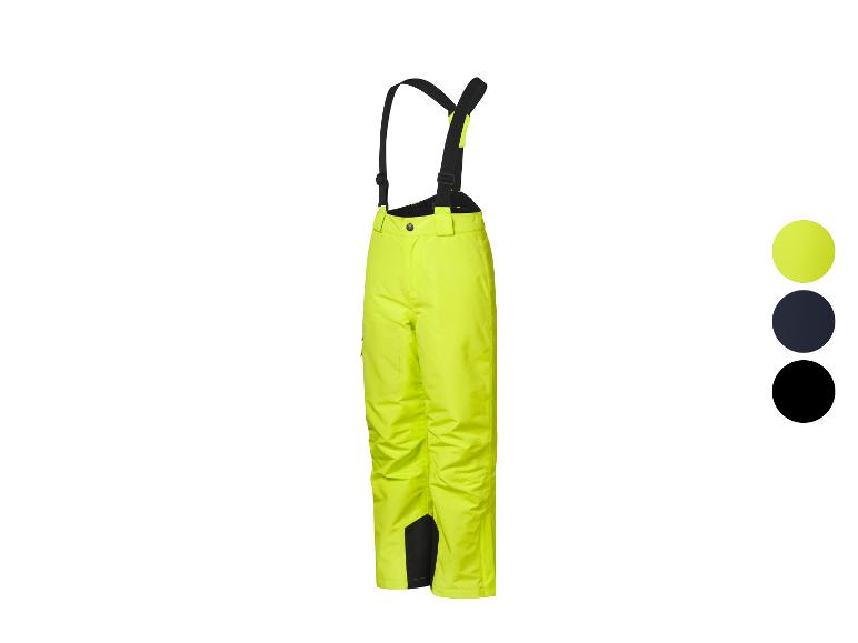 Neon-gelbe Skihose mit schwarzen Hosenträgern und Farboptionen.