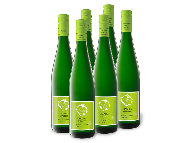 Gehe zu Vollbildansicht: 6 x 0,75-l-Flasche Weinpaket Silvaner Rheinhessen Spätlese lieblich, Weißwein - Bild 1