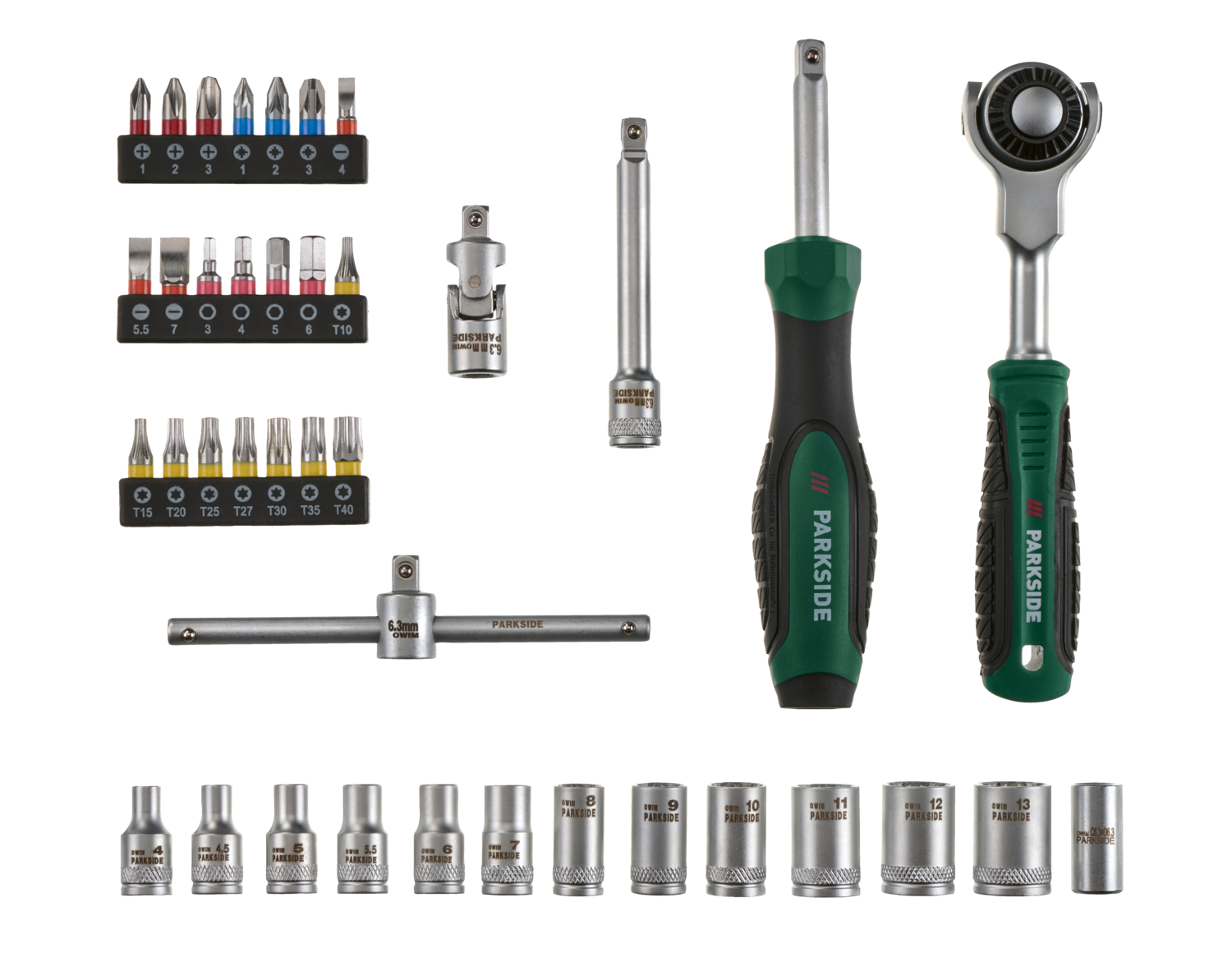 PARKSIDE® Steckschlüssel-Satz mit Schwenkkopf-Ratsche (Roto Ratschenset 39 tlg.) – Bild 2 von 4