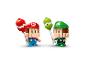 LEGO Super Mario und Luigi Figuren mit Hämmern, auf weißem Hintergrund.