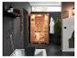 Infrarot-Holzsauna in einem modernen Badezimmer mit Badewanne und Dusche.