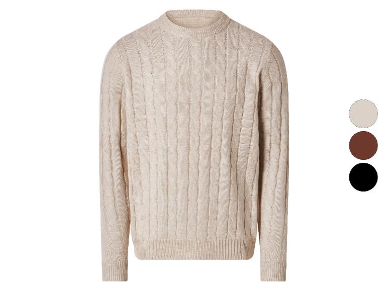 Beiger Zopfstrickpullover, mit braunen und schwarzen Farboptionen