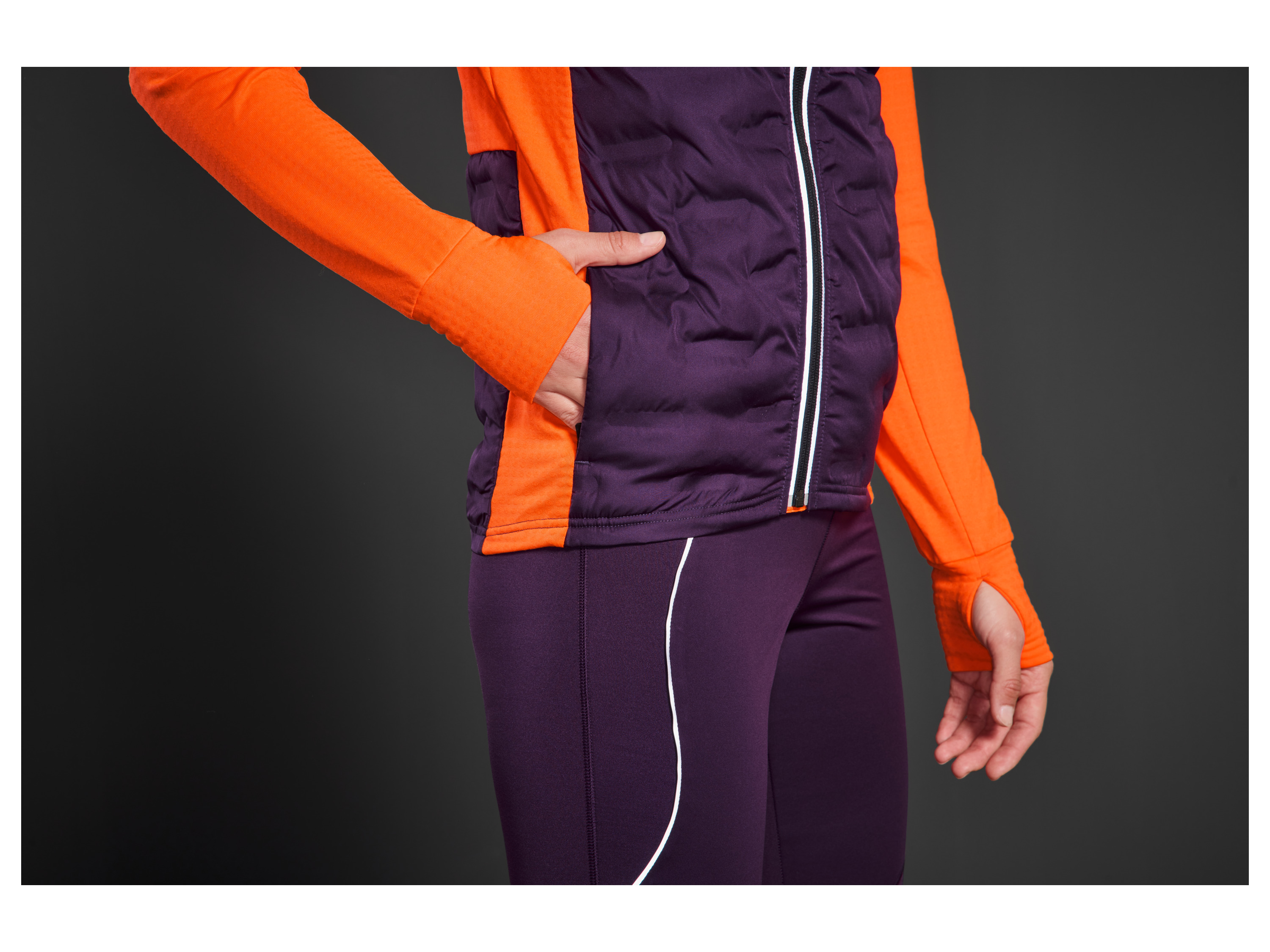 Thumbnail - CRIVIT Damen Hybridjacke Thermo Laufen (XS(32/34), orange/violett)