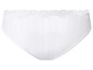Weiße, gerippte Slip mit Spitze.