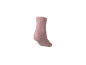 Eine einzelne rosa Sneakersocke auf schwarzem Hintergrund