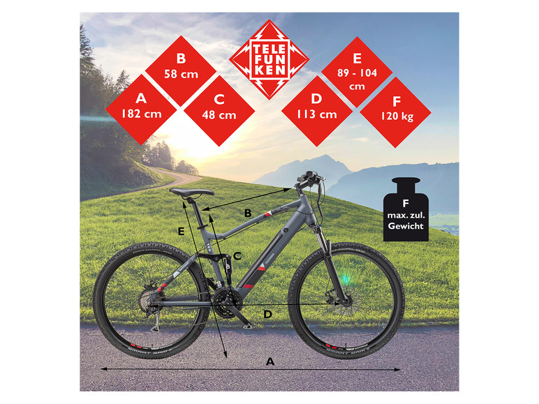 Gehe zu Vollbildansicht: TELEFUNKEN E-Bike Mountainbike »Aufsteiger M935«, MTB, 27,5 Zoll - Bild 6