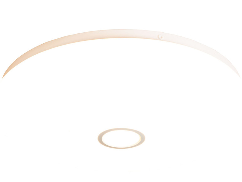 Eine weiße runde Deckenleuchte mit gebogenem Rand.