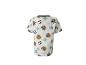 Weißes Kinder-T-Shirt mit Teddybär-, Fußball- und Buchstabenmuster.