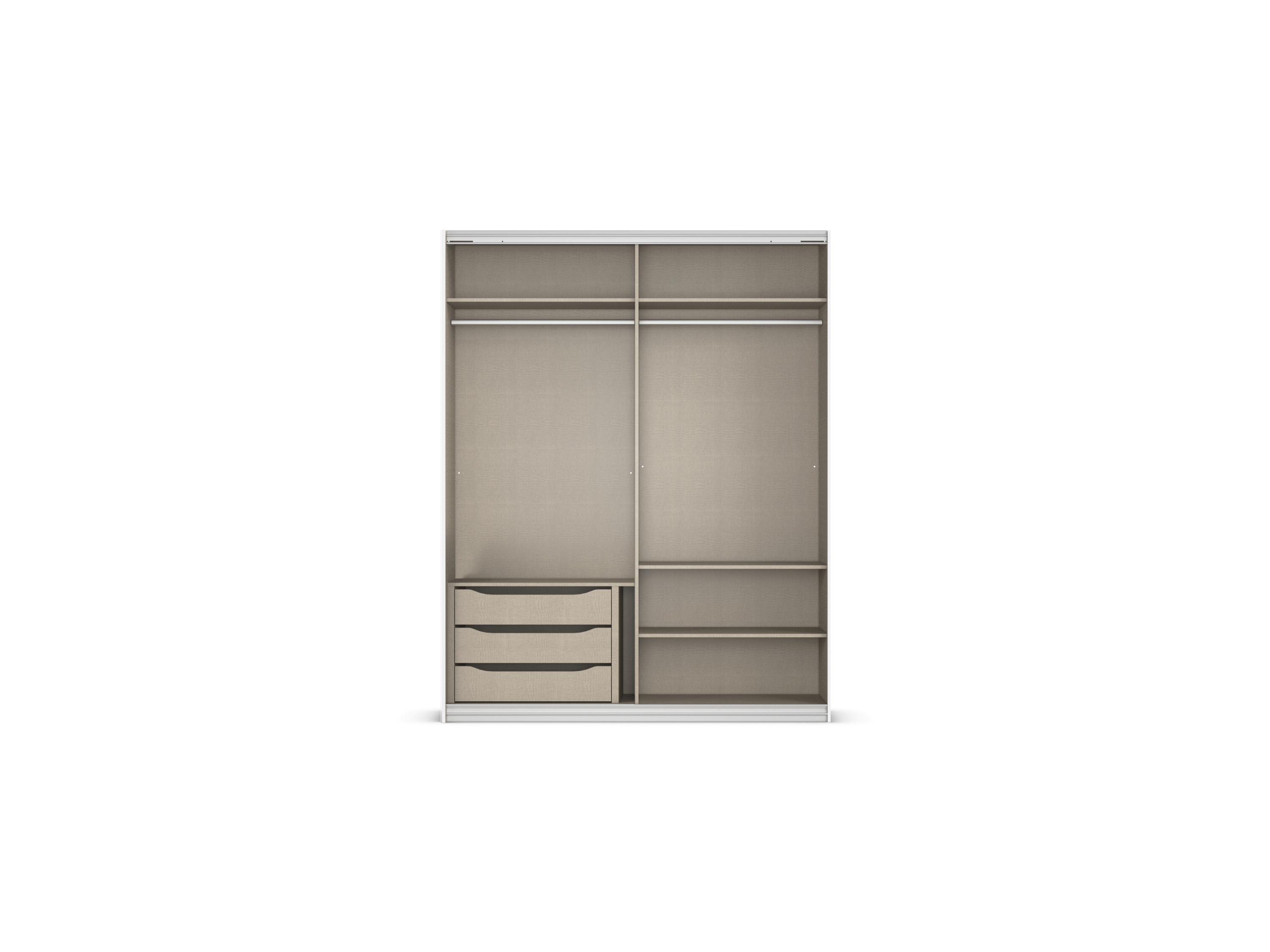 RAUCH ORANGE Quadra Schwebetürenschrank mit Spiegelelementen (Premium-Zubehör, Korpus: Eiche, 181 x 210 cm) – Bild 4 von 4