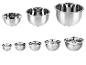 Ein Set aus sieben Edelstahlschüsseln in verschiedenen Größen.
