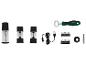 Werkzeugset mit Korkenzieher, Gewürzmühle, USB-Kabel und Schraubendreher-Bits.
