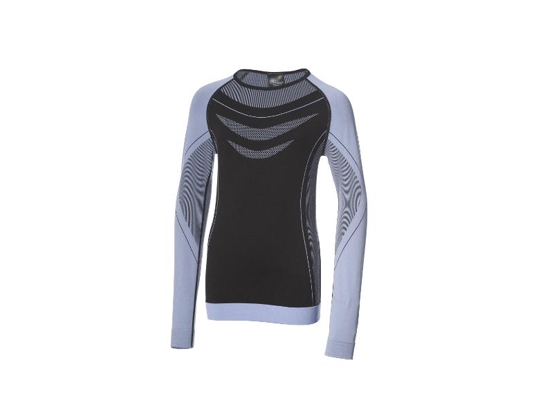 Schwarz-blaues Langarm-Sportshirt.
