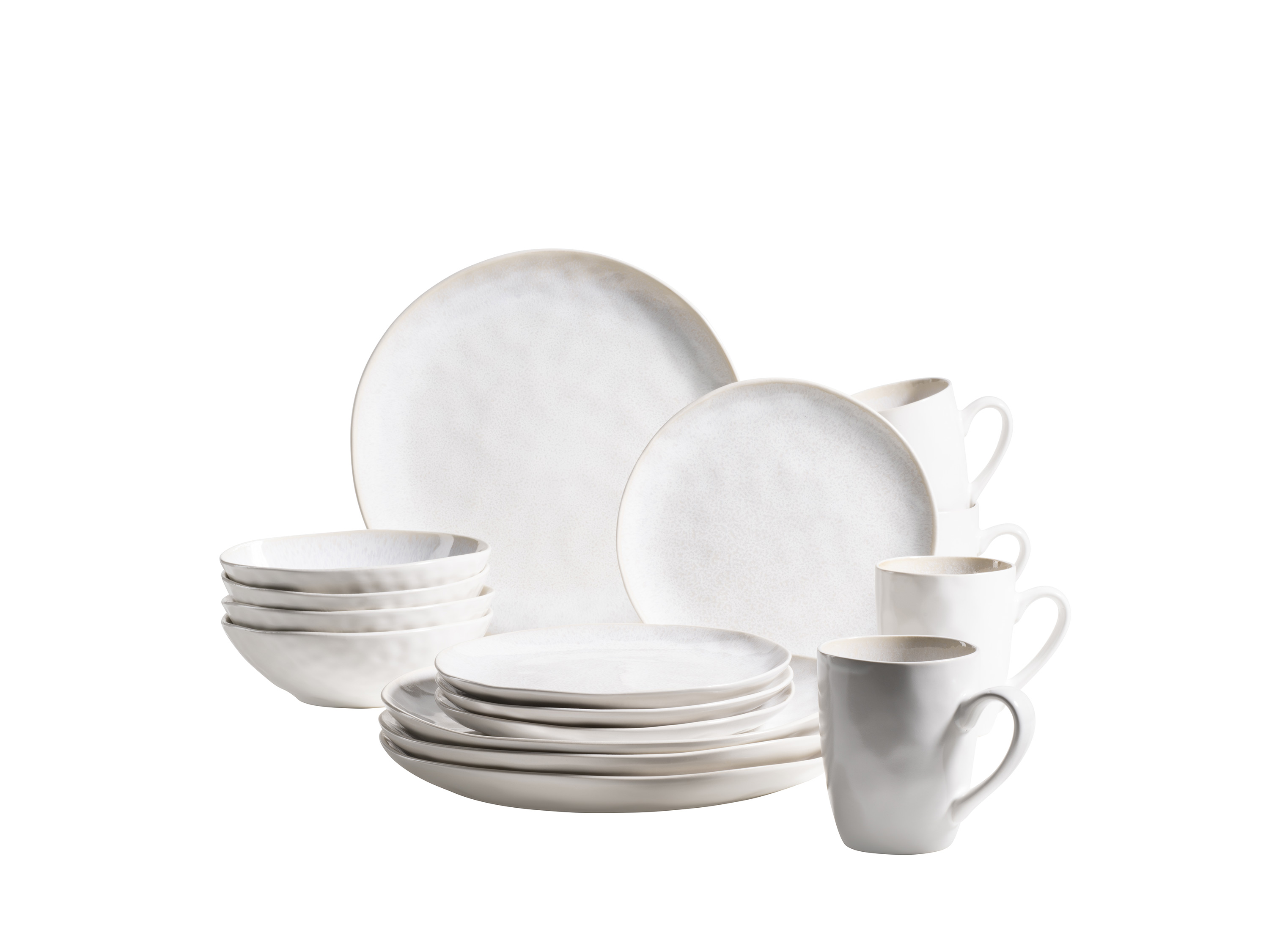 MÄSER Serie Frozen, Geschirr Set, 16 tlg (Weiß) | 09001794818131