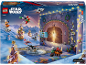 Adventskalender im Winter-Design mit Science-Fiction-Spielfiguren und Mini-Modellen.