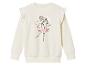 Ein weißer Mädchenpullover mit Ballerina-Motiv