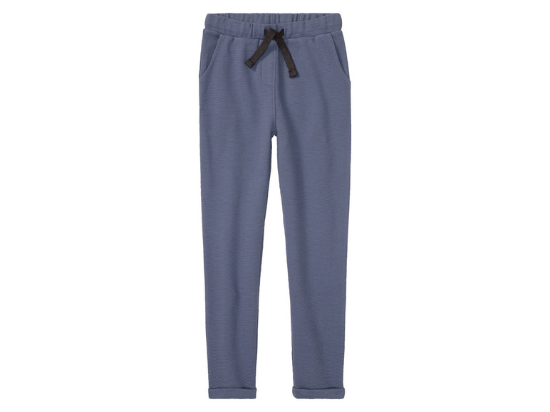 Blaue Jogginghose mit Kordelzug.